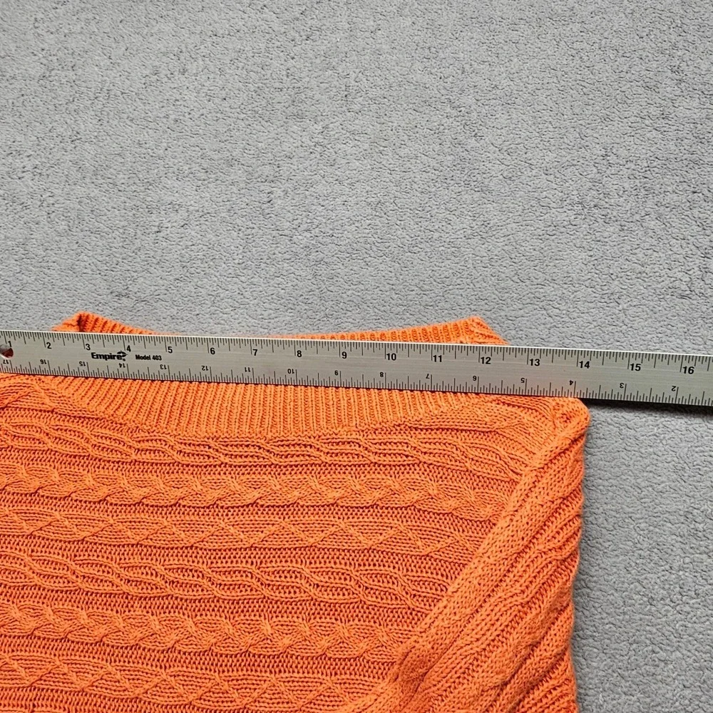 Chaps Denim Womens Small Orange Cable Knit Boat Neck Linen Cotton Sweater